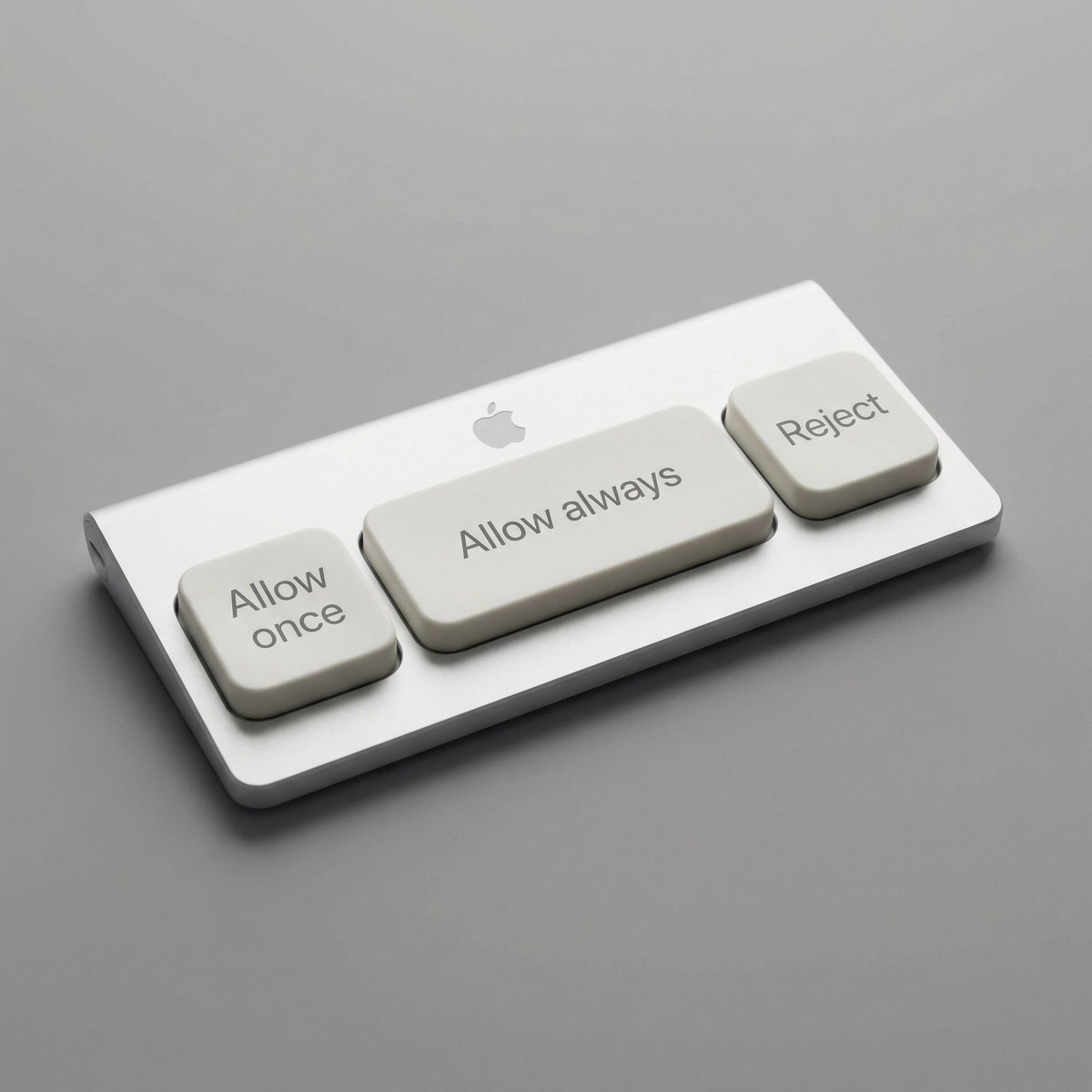 لوحة مفاتيح Apple طريفة بثلاثة مفاتيح كبيرة: Allow once وAllow always وReject